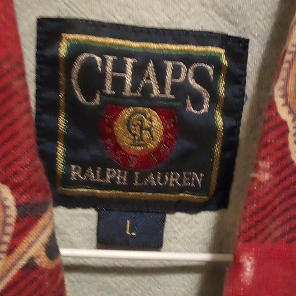 Chaps Ralph Lauren Red Floral Short Sleeve Shirt - Size L - Picture 4 of 6